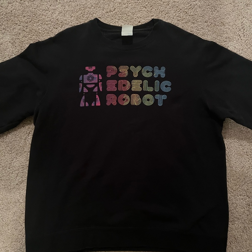 Psychedelic Robot crew neck Sweatshirt, size Large
